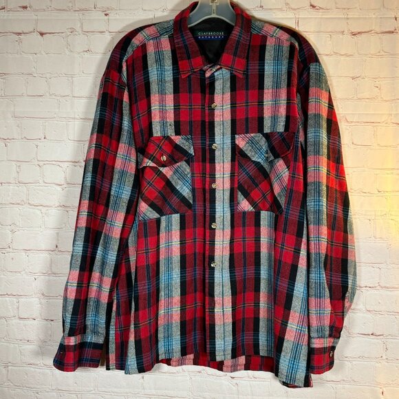 Vintage Other - Claybrook Outdoors Shirt Mens Large Red Plaid Long Sleeve Button Down Acrylic